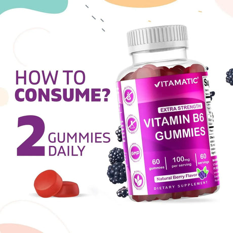 VITAMATIC - Vitamatic Vitamin B6 100Mg. 60 Gomitas - The Red Vitamin MX - Suplementos Alimenticios - {{ shop.shopifyCountryName }}