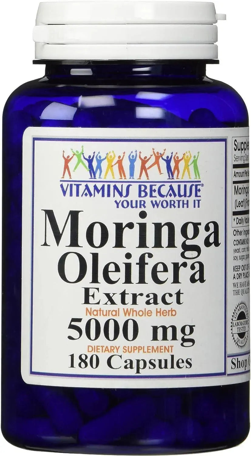 VITAMINS BECAUSE - Vitamins Because Your Worth It Moringa Oleifera 5000Mg. 180 Capsulas - The Red Vitamin MX - Suplementos Alimenticios - {{ shop.shopifyCountryName }}