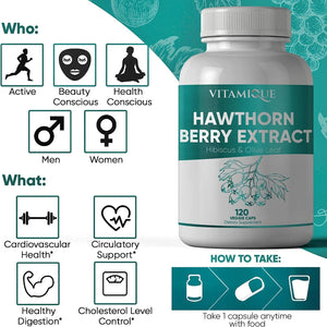 VITAMIQUE - VITAMIQUE Hawthorn Berry Extract Hibiscus Olive Leaf Blend 450Mg. 120 Capsulas - The Red Vitamin MX - Suplementos Alimenticios - {{ shop.shopifyCountryName }}