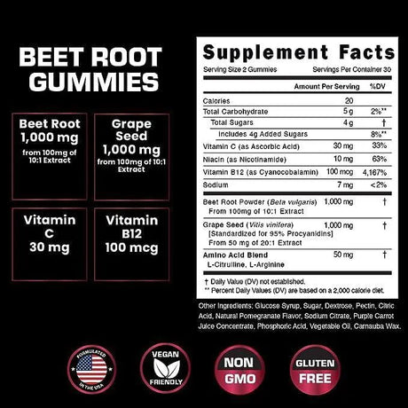 VITAMIZED - VITAMIZED Potent Beetroot Gummies 1000Mg. 60 Gomitas - The Red Vitamin MX - Suplementos Alimenticios - {{ shop.shopifyCountryName }}