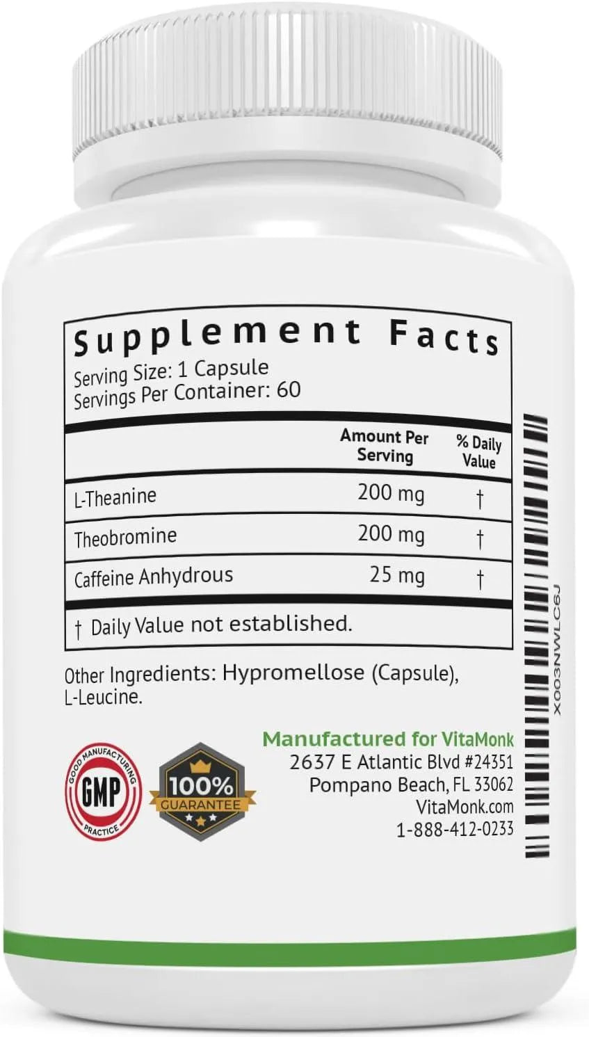 VITAMONK - VitaMonk Low Dose Caffeine and Theanine 60 Capsulas - The Red Vitamin MX - Suplementos Alimenticios - {{ shop.shopifyCountryName }}