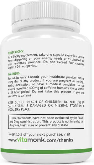 VITAMONK - VitaMonk Low Dose Caffeine and Theanine 60 Capsulas - The Red Vitamin MX - Suplementos Alimenticios - {{ shop.shopifyCountryName }}