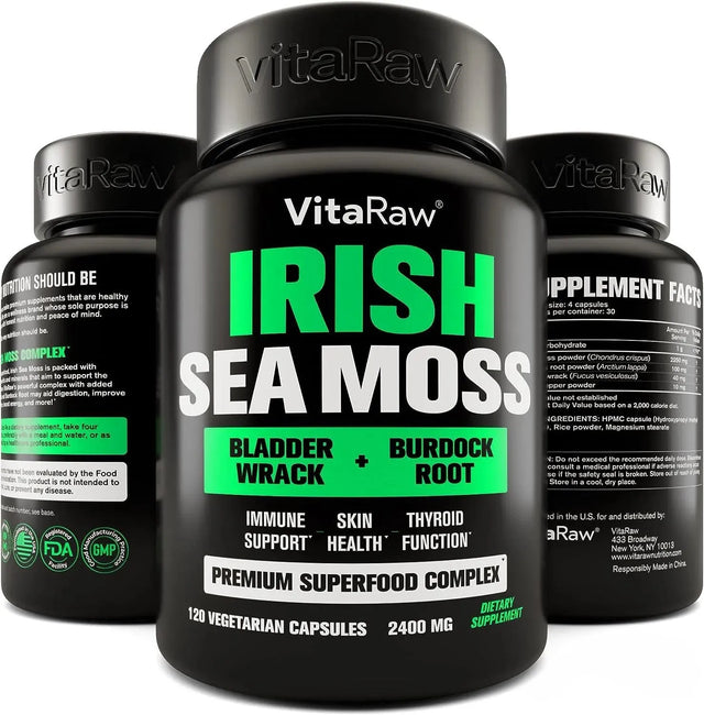 VITARAW - VitaRaw Organic Irish Sea Moss 2400Mg. 120 Capsulas - The Red Vitamin MX - Suplementos Alimenticios - {{ shop.shopifyCountryName }}