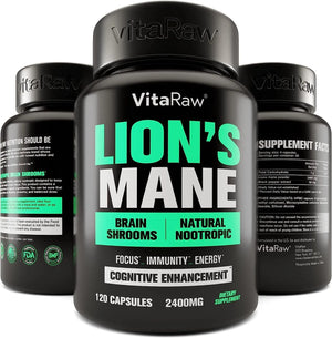 VITARAW - VitaRaw Organic Lions Mane Mushroom Capsules 2400Mg. 120 Capsulas - The Red Vitamin MX - Suplementos Alimenticios - {{ shop.shopifyCountryName }}