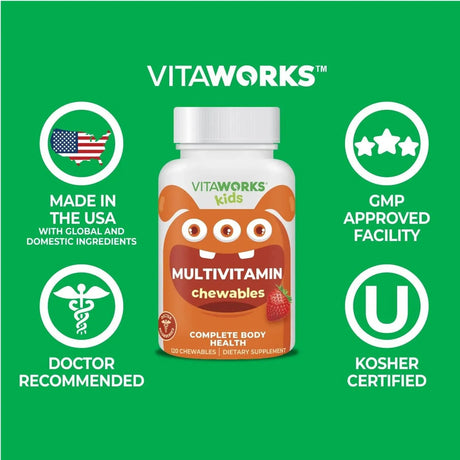 VITAWORKS - VitaWorks Kids Multivitamin 120 Tabletas Masticables - The Red Vitamin MX - Suplementos Alimenticios - {{ shop.shopifyCountryName }}