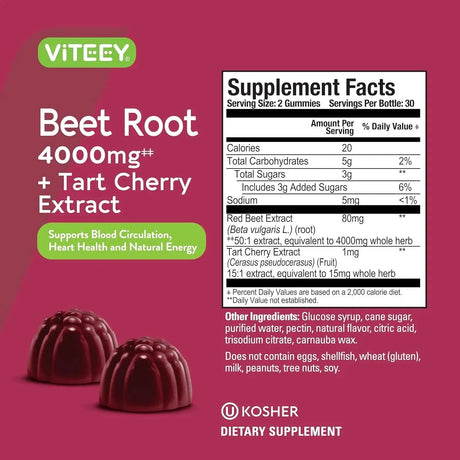 VITEEY - Viteey Beet Root Gummies 4000Mg. 60 Gomitas - The Red Vitamin MX - Suplementos Alimenticios - {{ shop.shopifyCountryName }}