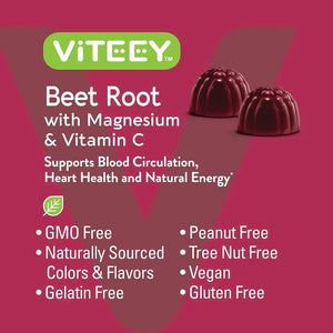 VITEEY - Viteey Beet Root Gummies with Magnesium & Vitamin C 60 Gomitas 2 Pack - The Red Vitamin MX - Suplementos Alimenticios - {{ shop.shopifyCountryName }}