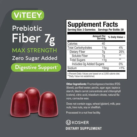 VITEEY - Viteey Prebiotic Fiber Gummies for Adults 90 Gomitas 2 Pack - The Red Vitamin MX - Suplementos Alimenticios - {{ shop.shopifyCountryName }}