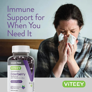 VITEEY - Viteey Sambucus Black Elderberry Sugar Free Gummies 120 Gomitas - The Red Vitamin MX - Suplementos Alimenticios - {{ shop.shopifyCountryName }}