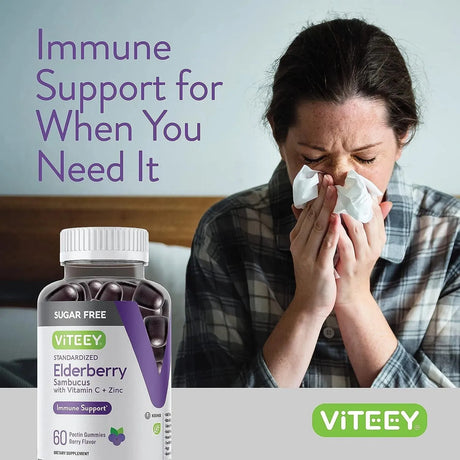 VITEEY - Viteey Sambucus Black Elderberry Sugar Free Gummies 120 Gomitas - The Red Vitamin MX - Suplementos Alimenticios - {{ shop.shopifyCountryName }}