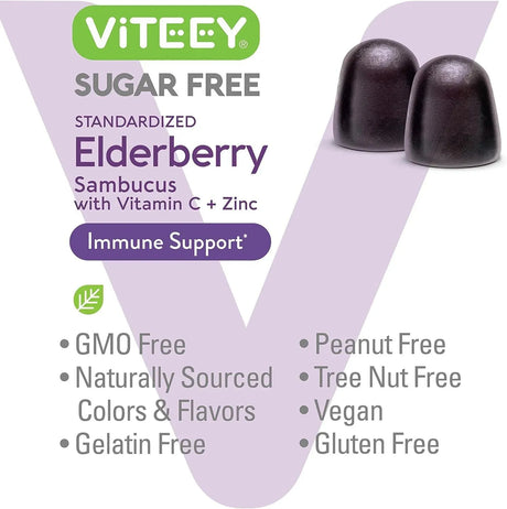 VITEEY - Viteey Sambucus Black Elderberry Sugar Free Gummies 60 Gomitas - The Red Vitamin MX - Suplementos Alimenticios - {{ shop.shopifyCountryName }}