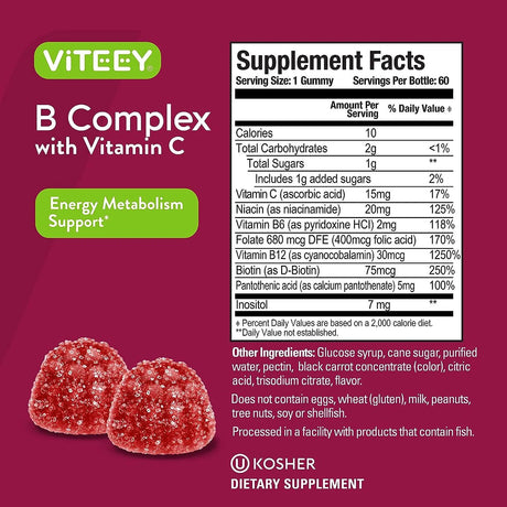 VITEEY - Viteey Vitamin B Complex 120 Gomitas - The Red Vitamin MX - Suplementos Alimenticios - {{ shop.shopifyCountryName }}