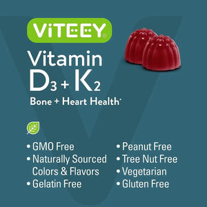 VITEEY - Viteey Vitamin D3 + K2 Gummies 120 Gomitas - The Red Vitamin MX - Suplementos Alimenticios - {{ shop.shopifyCountryName }}