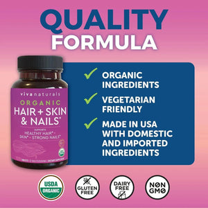 VIVA NATURALS - Viva Naturals Organic Biotin Vitamins for Hair Skin and Nails 120 Tabletas - The Red Vitamin MX - Suplementos Alimenticios - {{ shop.shopifyCountryName }}