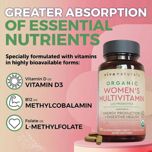 VIVA NATURALS - Viva Naturals Organic Women Multivitamin 90 Tabletas - The Red Vitamin MX - Suplementos Alimenticios - {{ shop.shopifyCountryName }}