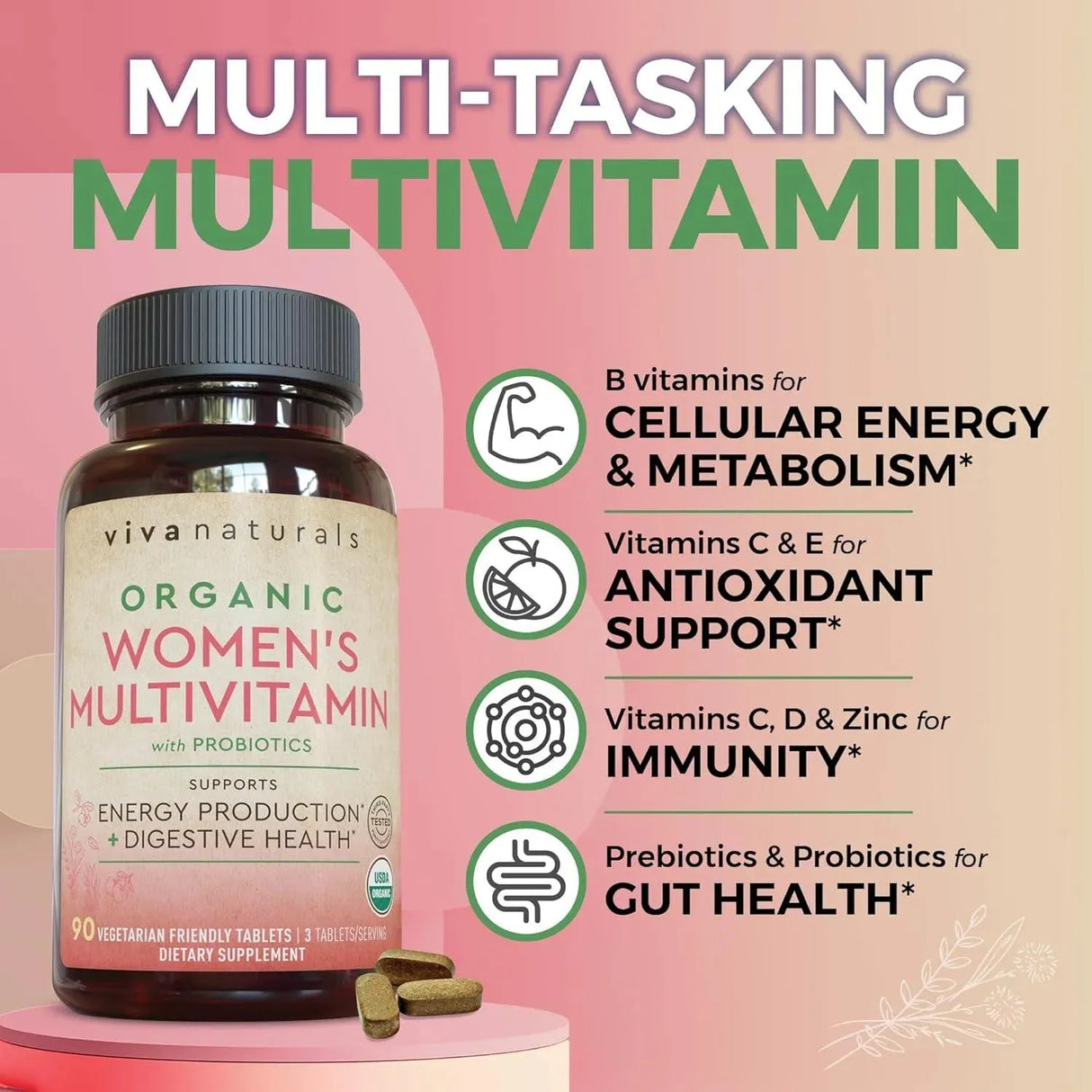 VIVA NATURALS - Viva Naturals Organic Women Multivitamin 90 Tabletas - The Red Vitamin MX - Suplementos Alimenticios - {{ shop.shopifyCountryName }}