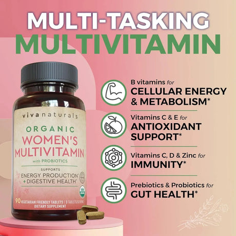VIVA NATURALS - Viva Naturals Organic Women Multivitamin 90 Tabletas - The Red Vitamin MX - Suplementos Alimenticios - {{ shop.shopifyCountryName }}