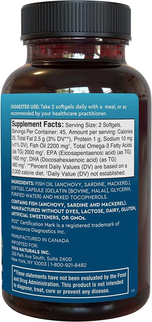 VIVA NATURALS - Viva Naturals Triple-Strength Omega-3 Fish Oil 2200Mg. - The Red Vitamin MX - Suplementos Alimenticios - {{ shop.shopifyCountryName }}