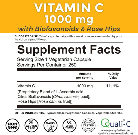 VIVA NATURALS - Viva Naturals Vitamin C 1000Mg. 250 Capsulas - The Red Vitamin MX - Suplementos Alimenticios - {{ shop.shopifyCountryName }}