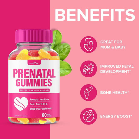 VIVE MD - VIVE MD Prenatal Vitamin Gummies with DHA and Folic Acid 120 Gomitas - The Red Vitamin MX - Suplementos Alimenticios - {{ shop.shopifyCountryName }}