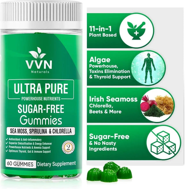 VVNATURALS - VVNaturals Cracked Cell Wall Chlorella, Spirulina Seamoss Gummy 60 Gomitas - The Red Vitamin MX - Suplementos Alimenticios - {{ shop.shopifyCountryName }}