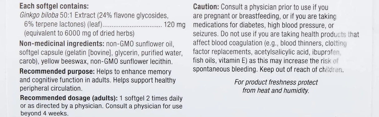 WEBBER NATURALS - Webber naturals Ginkgo Biloba 120Mg. 300 Capsulas Blandas - The Red Vitamin MX - Suplementos Alimenticios - {{ shop.shopifyCountryName }}