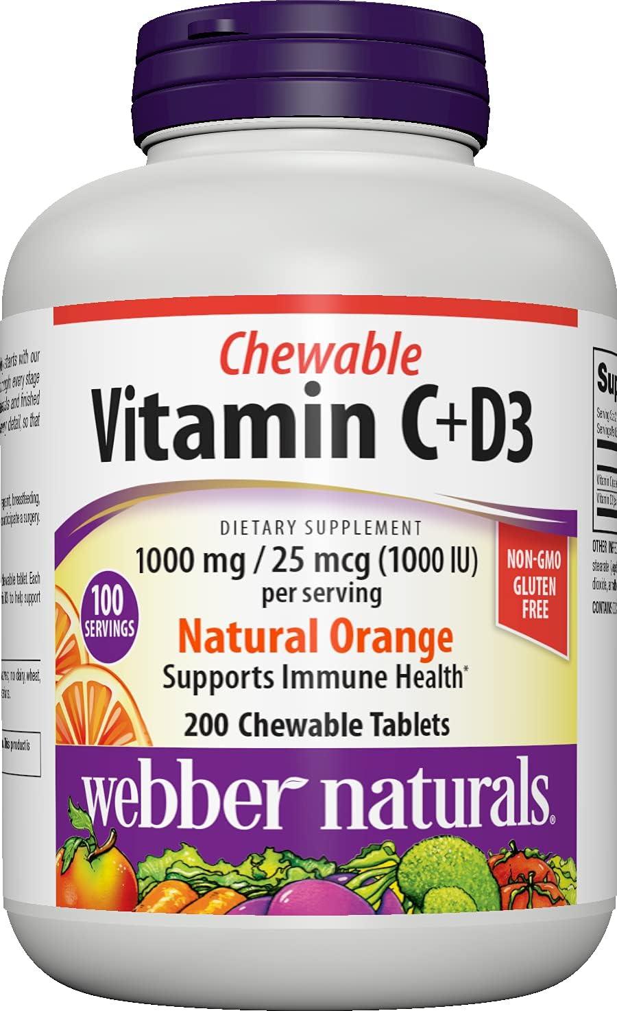 WEBBER NATURALS - Webber Naturals Vitamin C+D3 200 Tabletas Masticables - The Red Vitamin MX - Suplementos Alimenticios - {{ shop.shopifyCountryName }}