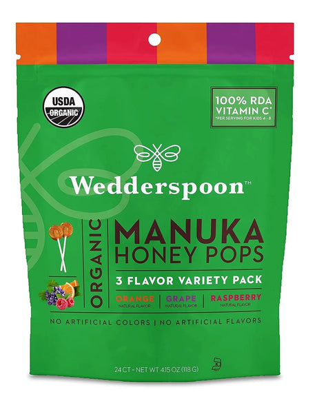 WEDDERSPOON - Wedderspoon Organic Manuka Honey Vitamin C Lollipops Variety Pack 24 Paletas - The Red Vitamin MX - Suplementos Alimenticios - {{ shop.shopifyCountryName }}