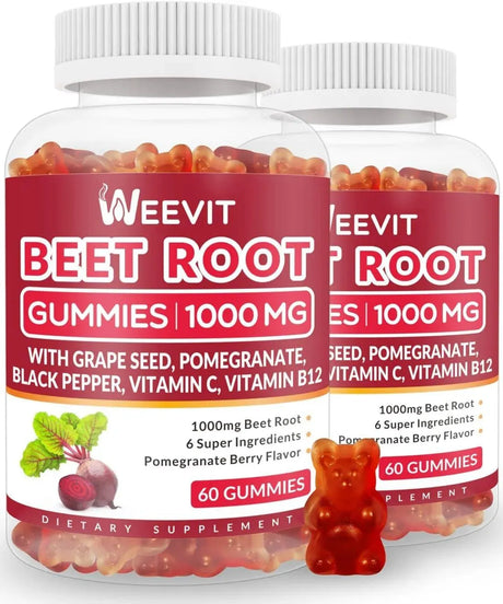 WEEVIT - Weevit Beet Root Gummies 1000Mg. 60 Gomitas 2 Pack - The Red Vitamin MX - Suplementos Alimenticios - {{ shop.shopifyCountryName }}