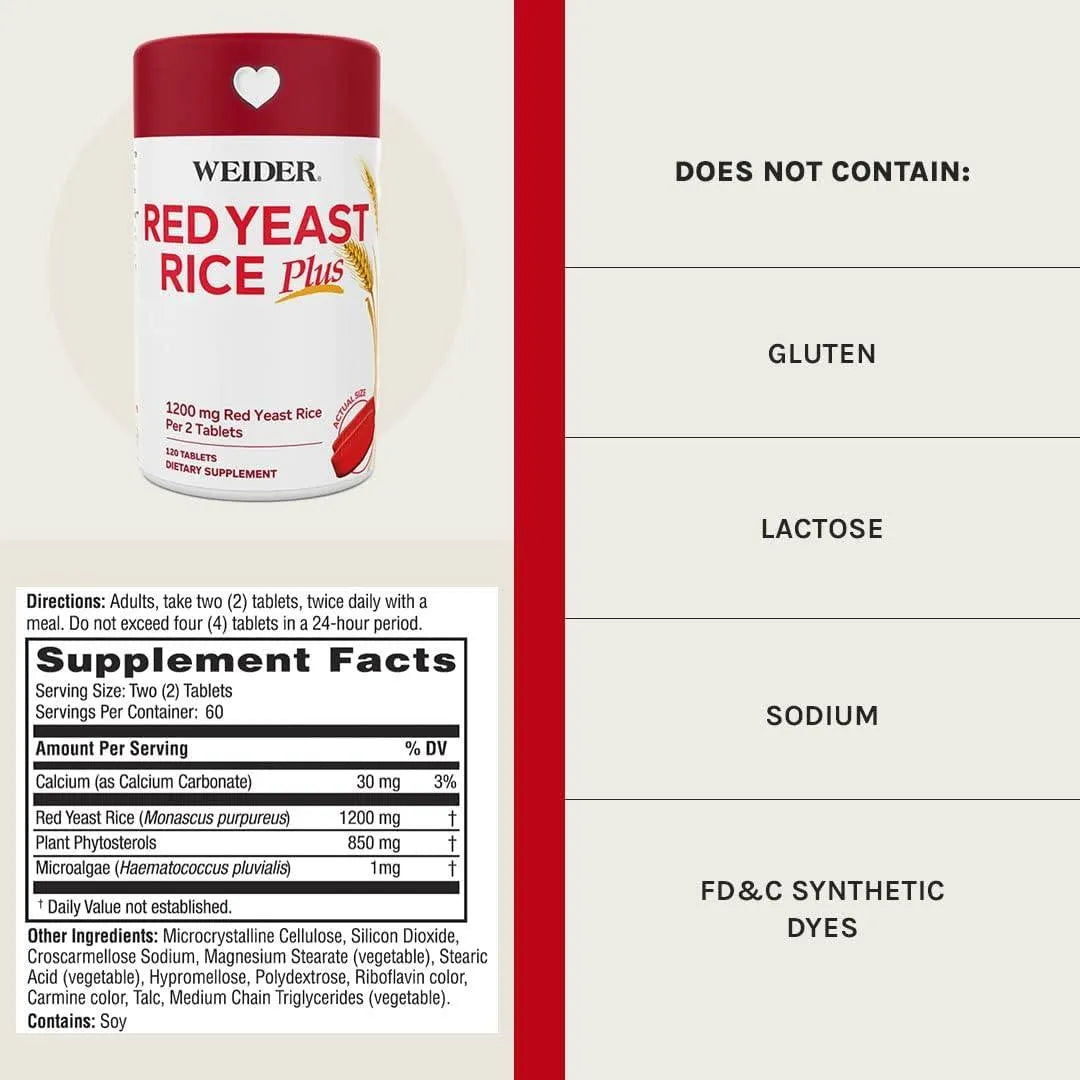 WEIDER - Weider Red Yeast Rice Plus 1200Mg. 120 Tabletas - The Red Vitamin MX - Suplementos Alimenticios - {{ shop.shopifyCountryName }}