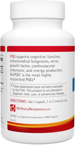 WELLNESS RESOURCES - Wellness Resources PQQ 20Mg. 60 Capsulas - The Red Vitamin MX - Suplementos Alimenticios - {{ shop.shopifyCountryName }}