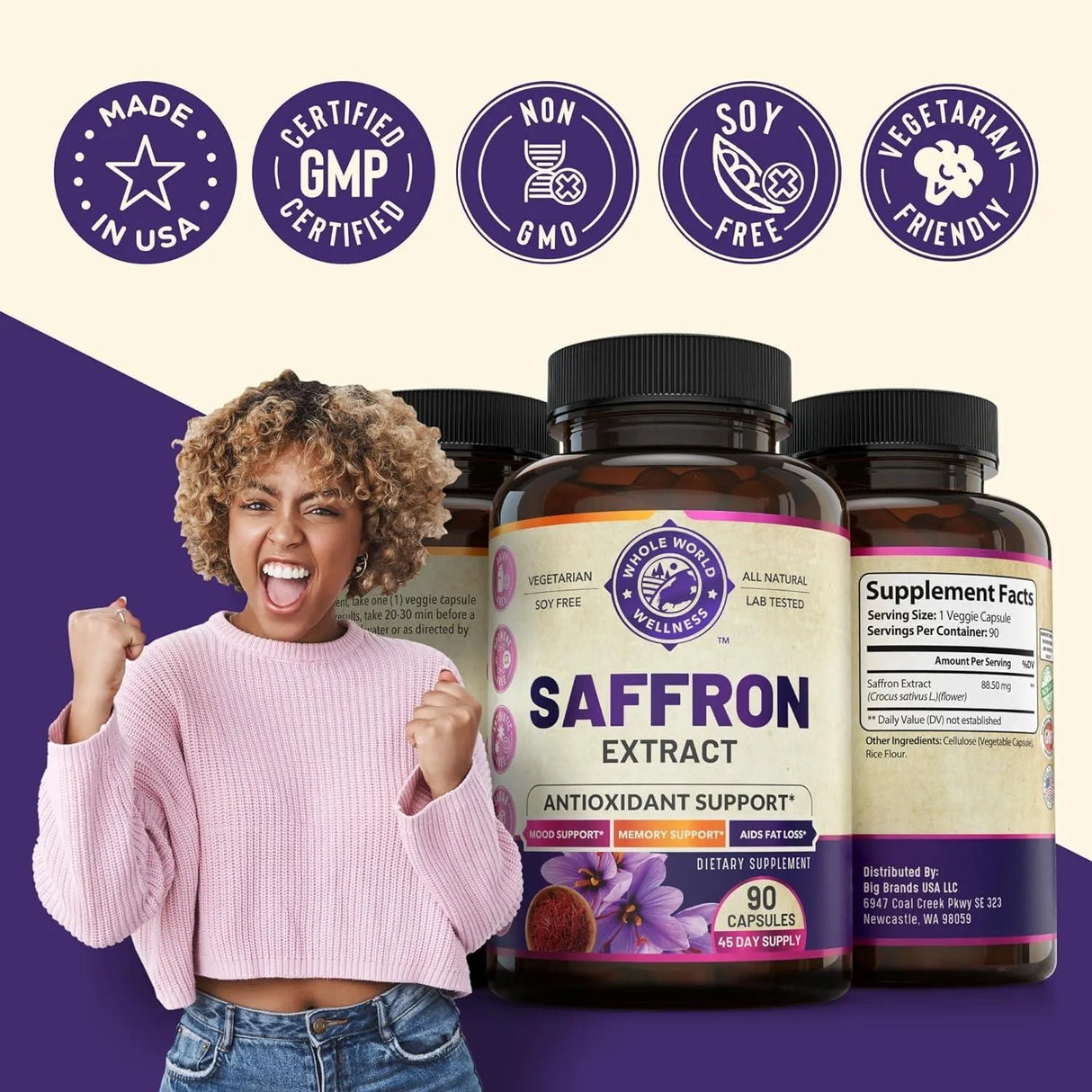 WHOLE WORLD WELLNESS - Whole World Wellness 100% Pure Saffron Extract 90 Capsulas - The Red Vitamin MX - Suplementos Alimenticios - {{ shop.shopifyCountryName }}