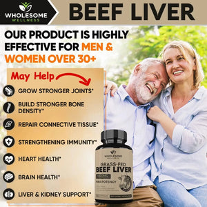 WHOLESOME WELLNESS - Wholesome Wellness Grass Fed Desiccated Beef Liver 750Mg. 180 Capsulas - The Red Vitamin MX - Suplementos Alimenticios - {{ shop.shopifyCountryName }}