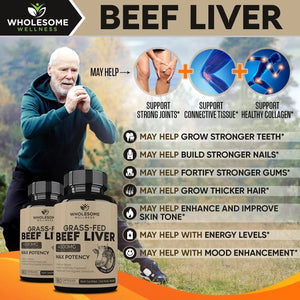 WHOLESOME WELLNESS - Wholesome Wellness Grass Fed Desiccated Beef Liver 750Mg. 180 Capsulas - The Red Vitamin MX - Suplementos Alimenticios - {{ shop.shopifyCountryName }}