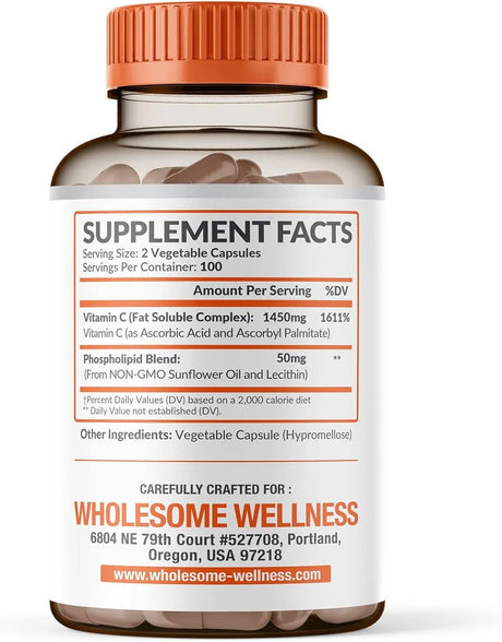 WHOLESOME WELLNESS - Wholesome Wellness Liposomal Vitamin C 1500Mg. 200 Capsulas - The Red Vitamin MX - Suplementos Alimenticios - {{ shop.shopifyCountryName }}