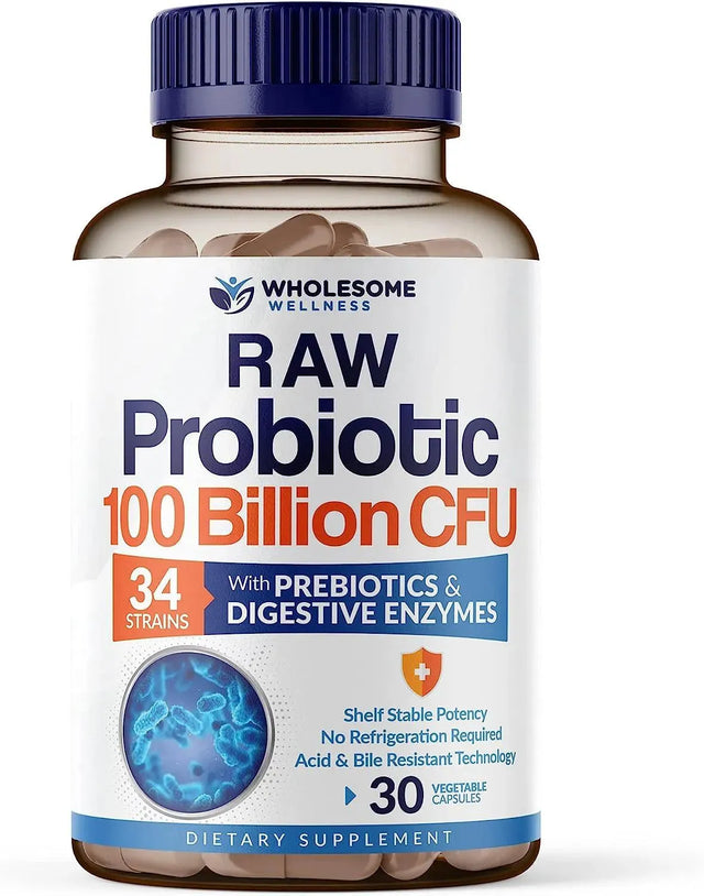 WHOLESOME WELLNESS - Wholesome Wellness Raw Probiotics 100 Billion CFU 30 Capsulas - The Red Vitamin MX - Suplementos Alimenticios - {{ shop.shopifyCountryName }}