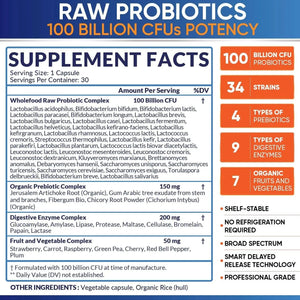 WHOLESOME WELLNESS - Wholesome Wellness Raw Probiotics 100 Billion CFU 30 Capsulas - The Red Vitamin MX - Suplementos Alimenticios - {{ shop.shopifyCountryName }}