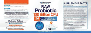 WHOLESOME WELLNESS - Wholesome Wellness Raw Probiotics 100 Billion CFU 30 Capsulas - The Red Vitamin MX - Suplementos Alimenticios - {{ shop.shopifyCountryName }}