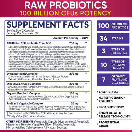 WHOLESOME WELLNESS - Wholesome Wellness Raw Probiotics for Women 100 Billion CFUs 60 Capsulas - The Red Vitamin MX - Suplementos Alimenticios - {{ shop.shopifyCountryName }}