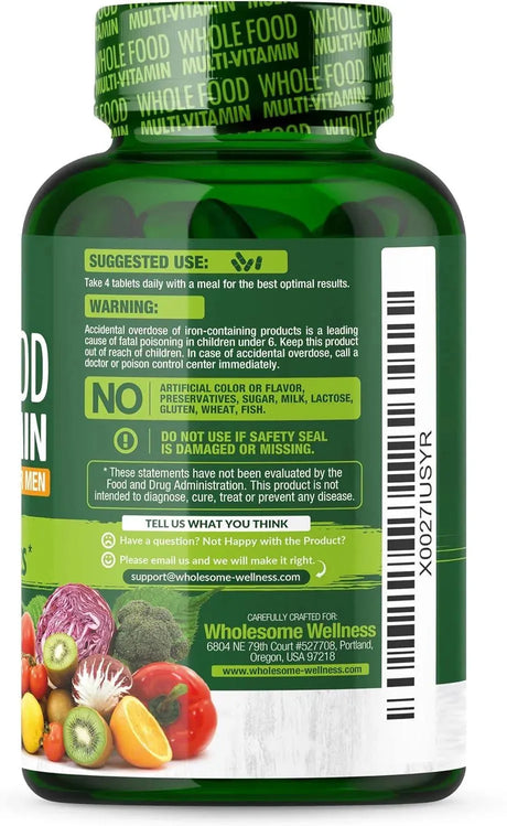 WHOLESOME WELLNESS - Wholesome Wellness Whole Food Multivitamin for Men 120 Tabletas - The Red Vitamin MX - Suplementos Alimenticios - {{ shop.shopifyCountryName }}