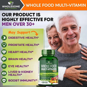 WHOLESOME WELLNESS - Wholesome Wellness Whole Food Multivitamin for Men 120 Tabletas - The Red Vitamin MX - Suplementos Alimenticios - {{ shop.shopifyCountryName }}