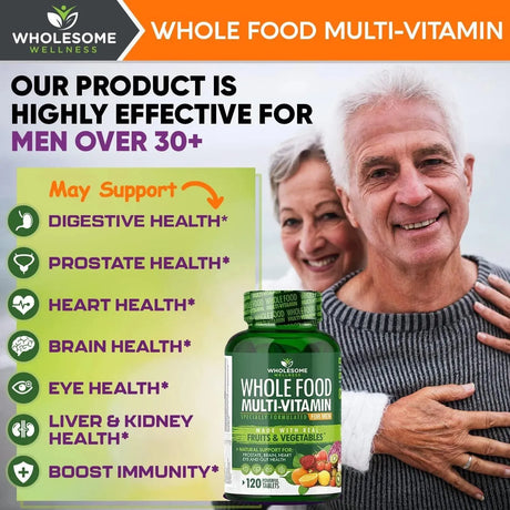 WHOLESOME WELLNESS - Wholesome Wellness Whole Food Multivitamin for Men 120 Tabletas - The Red Vitamin MX - Suplementos Alimenticios - {{ shop.shopifyCountryName }}