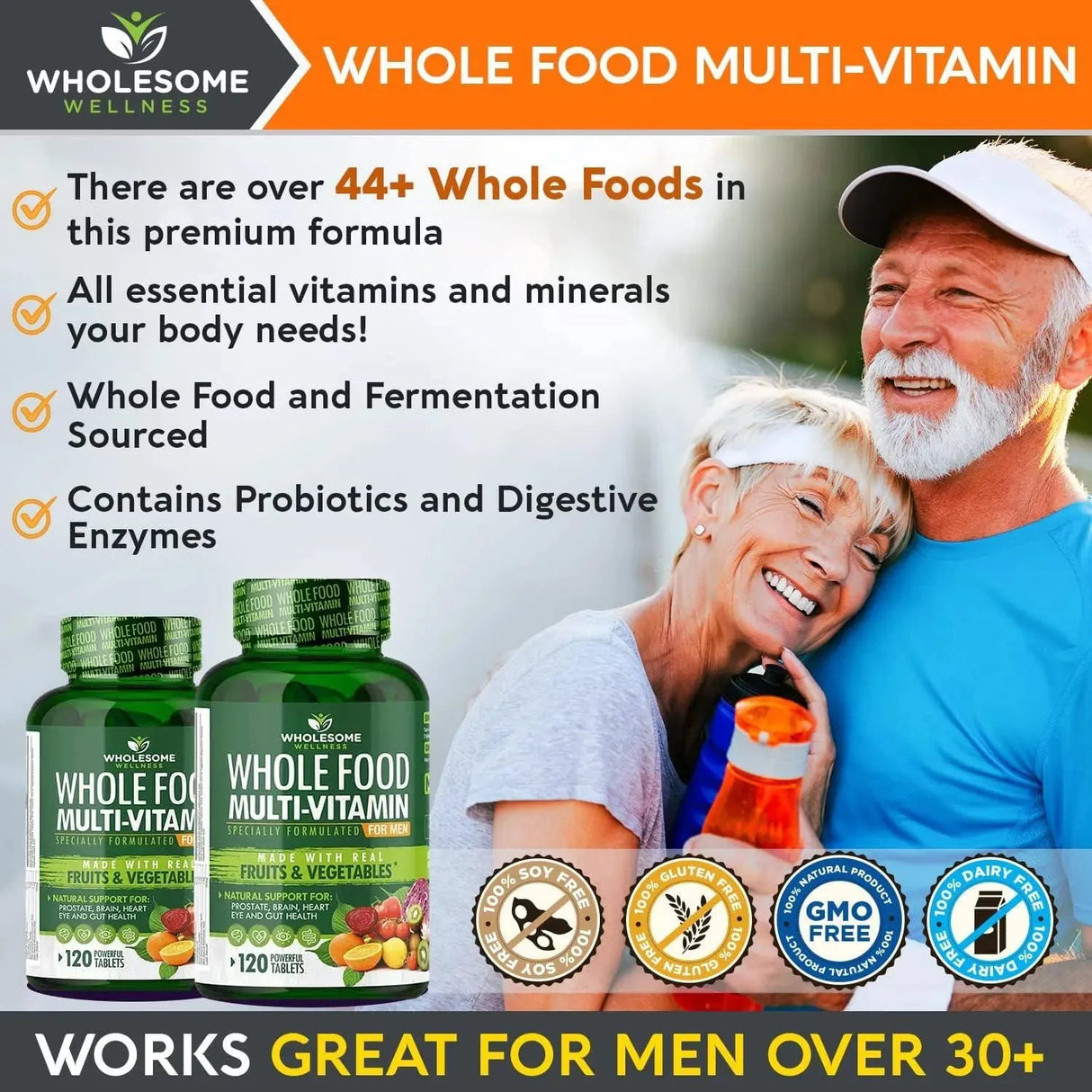 WHOLESOME WELLNESS - Wholesome Wellness Whole Food Multivitamin for Men 120 Tabletas - The Red Vitamin MX - Suplementos Alimenticios - {{ shop.shopifyCountryName }}