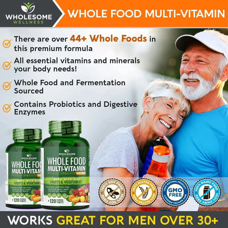 WHOLESOME WELLNESS - Wholesome Wellness Whole Food Multivitamin for Men 120 Tabletas - The Red Vitamin MX - Suplementos Alimenticios - {{ shop.shopifyCountryName }}