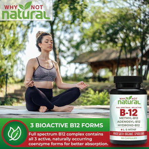 WHY NOT NATURAL - Why Not Natural Vitamin B12 5000mcg 60 Capsulas - The Red Vitamin MX - Suplementos Alimenticios - {{ shop.shopifyCountryName }}