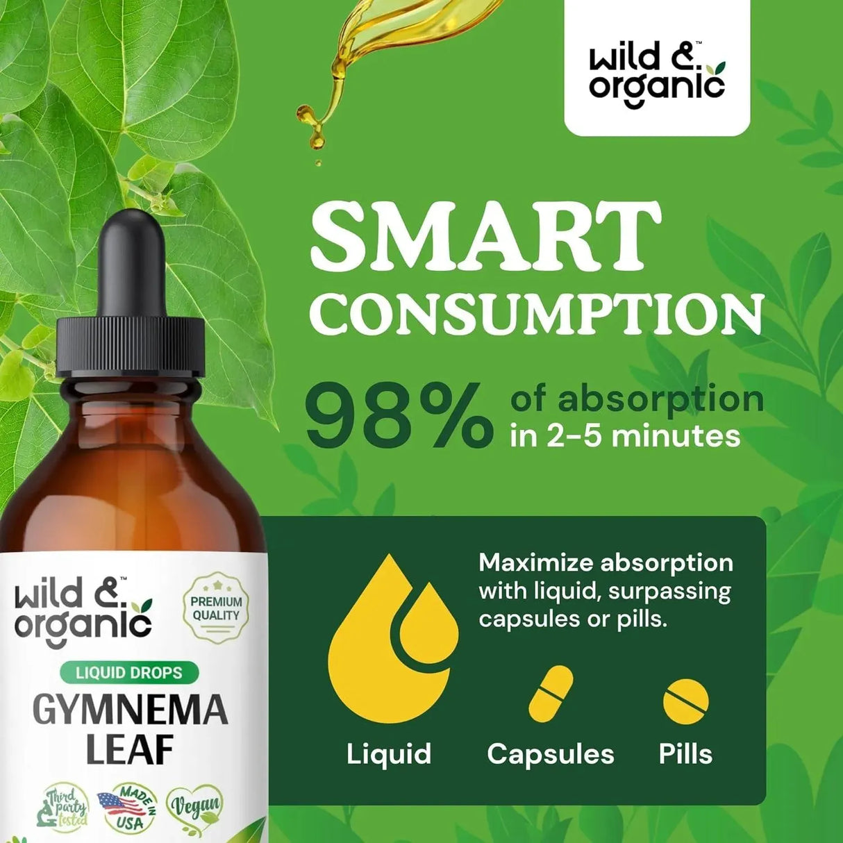 WILD & ORGANIC - Wild & Organic Gymnema Sylvestre Liquid Extract 2 Fl.Oz. - The Red Vitamin MX - Suplementos Alimenticios - {{ shop.shopifyCountryName }}