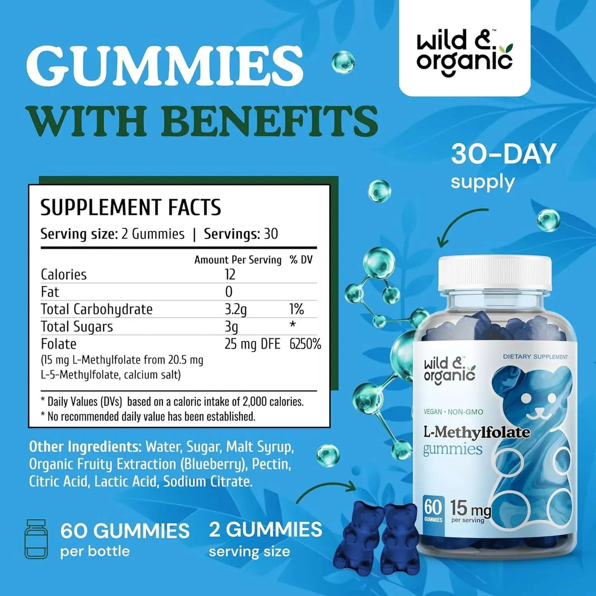 WILD & ORGANIC - Wild & Organic L-Methylfolate 15Mg. Gummies 60 Gomitas - The Red Vitamin MX - Suplementos Alimenticios - {{ shop.shopifyCountryName }}