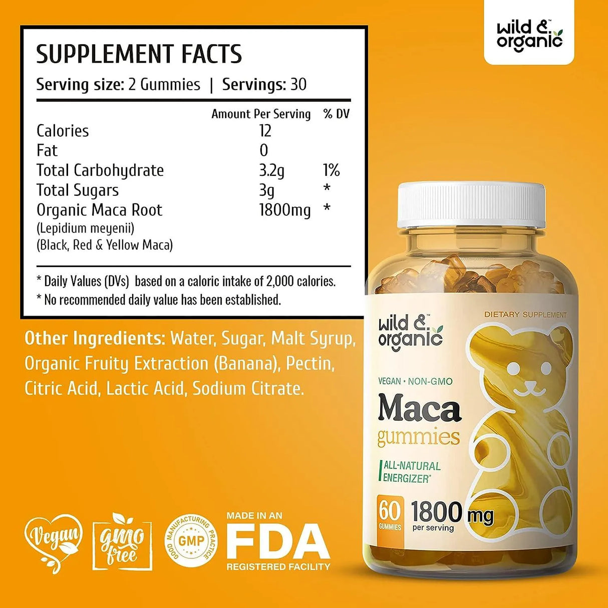 WILD & ORGANIC - Wild & Organic Maca Root Gummies 1800Mg. 60 Gomitas - The Red Vitamin MX - Suplementos Alimenticios - {{ shop.shopifyCountryName }}