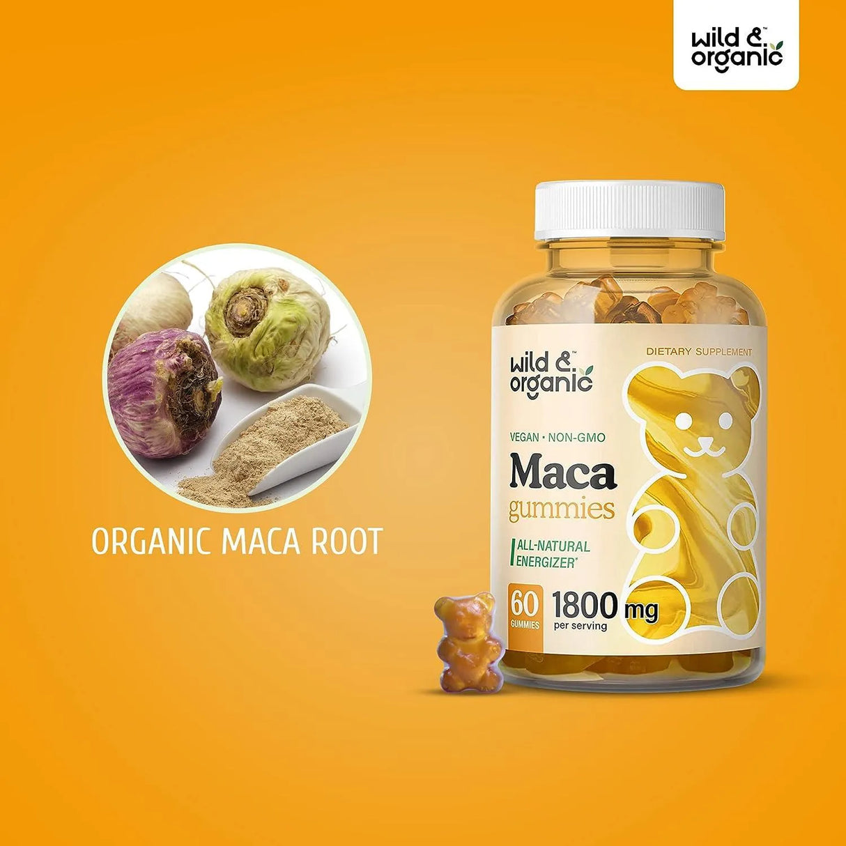 WILD & ORGANIC - Wild & Organic Maca Root Gummies 1800Mg. 60 Gomitas - The Red Vitamin MX - Suplementos Alimenticios - {{ shop.shopifyCountryName }}