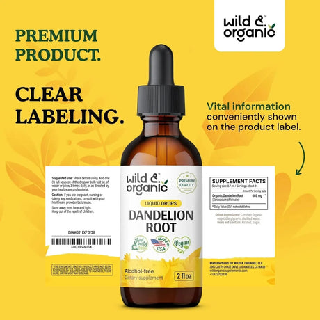 WILD & ORGANIC - Wild & Organic Organic Dandelion Root Liquid Extract 2 Fl.Oz. - The Red Vitamin MX - Suplementos Alimenticios - {{ shop.shopifyCountryName }}